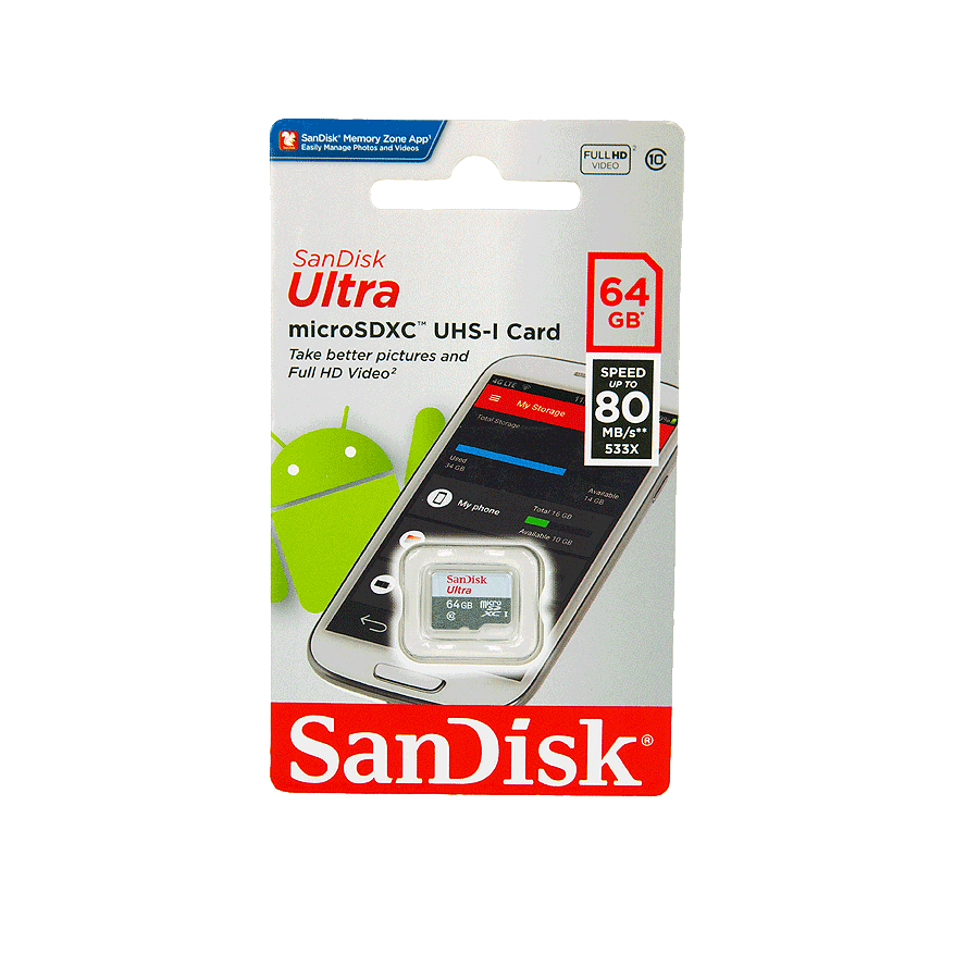 Карта памяти Sandisk microSDXC 64 GB Class 10 UHS-I